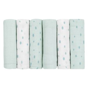 • Juego de 6 piezas de paños de muselina suaves y delicados • Material transpirable de alta calidad• Adecuadas para la lactancia y la alimentación• Impresión de diseñador en colores suaves• Contenido 100% algodón• Tamaño 30×30 cm Dimensions- Paquete 17x16x